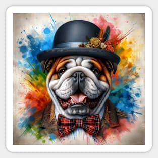 English Bulldog Splash Art Sticker